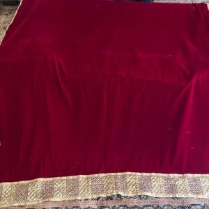 Red Velvet shawl with tassels